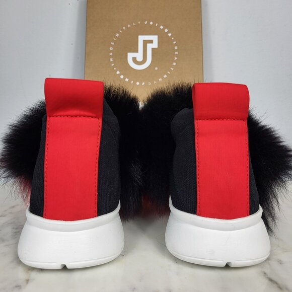 NWB~$345~JOSHUA*S~38/8~ITALY RED BLACK FOX FUR EXTRA LIGHT SNEAKERS SHOES BOOTS - Picture 13 of 16